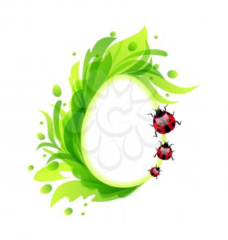 Illustration Easter flourish egg with ladybirds - vector