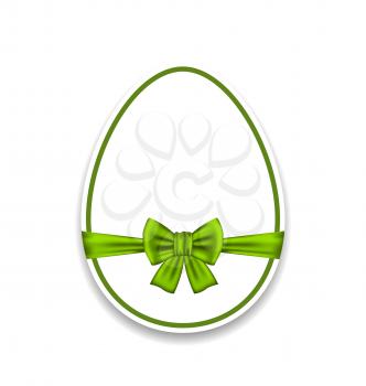 Illustration Easter egg wrapping green bow, isolated on white background - vector