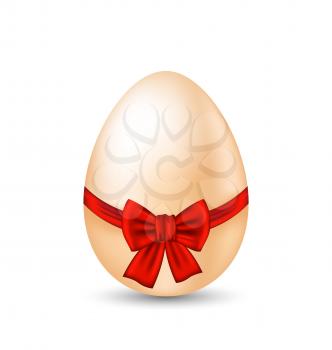 Illustration Easter paschal egg with red bow, isolated on white background - vector