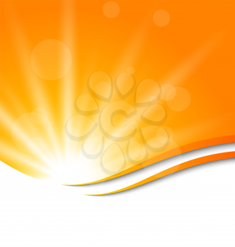 Illustration abstract orange background with sun light rays - vector