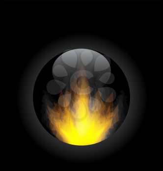 Illustration fire flame in circle frame - vector 