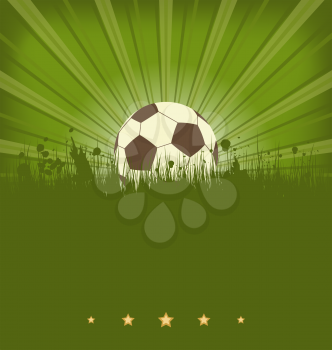 Illustration vintage football card with ball in grass - vector