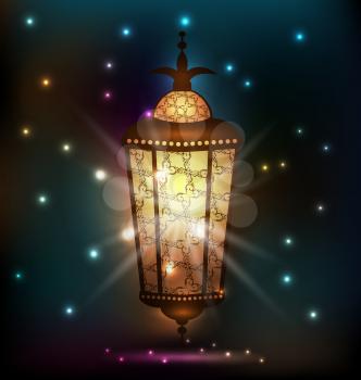 Illustration Ramadan background with arabic lantern - vector