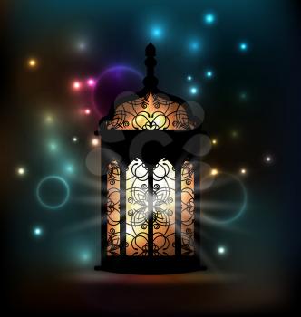 Illustration Arabic lantern with ornamental Pattern for Ramadan Kareem - vector