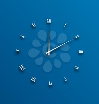 Illustration clock dial, numeral with shadows - vector