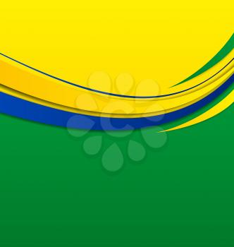 Illustration abstract wavy background in Brazilian colors - vector