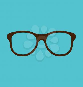 Illustration  vintage glasses icon isolated on blue background - vector