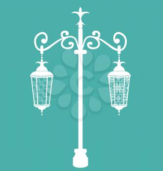 Illustration vintage forging ornate streetlamps isolated - vector