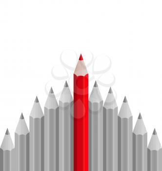 Illustration group of pencils with one highlighted as business concept for leadership - vector