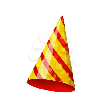 Illustration party striped hat isolated on white background - vector