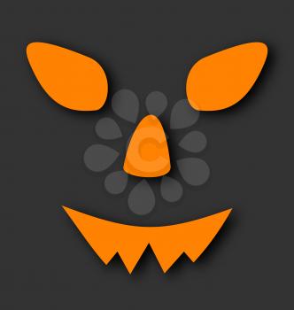 Illustration Jack o lantern pumpkin faces glowing on black background - vector
