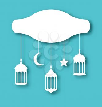 Illustration Eid Mubarak greeting card with decoration  - vector
