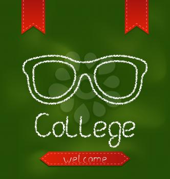 Illustration blackboard with text and glasses - vector