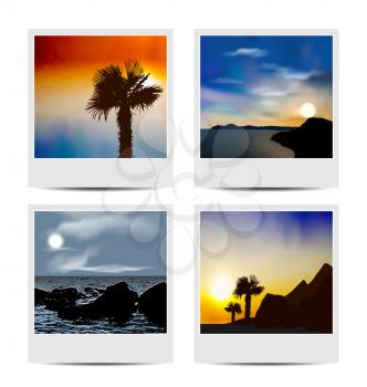 Illustration set photo frames with beaches - vector