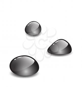 Illustration glossy sea pebbles with shadows on white background - vector