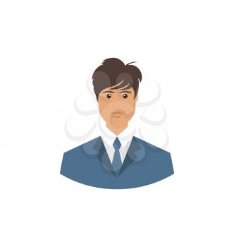 Front face portrait avatar office employee in business costume  - vector