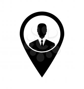 Icon tag avatar businessman suit head sign black - vector