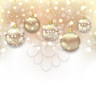 Illustration Christmas shimmering background with balls and copy space for your text - vector