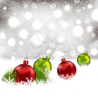 Illustration Christmas winter background with colorful glass balls - vector
