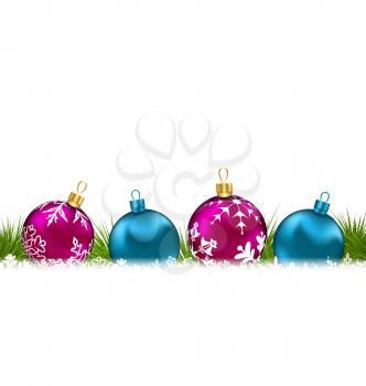 Illustration Christmas invitation with colorful glass balls - vector
