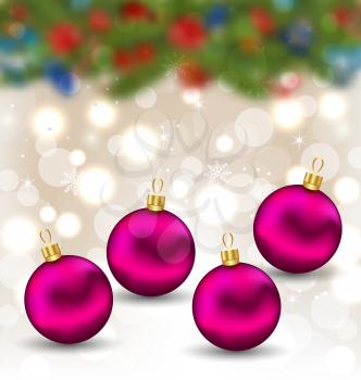 Illustration Christmas background with glass balls - vector