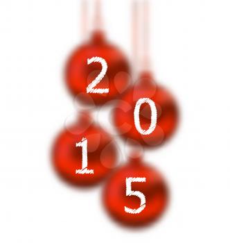 Illustration happy new year 2015 in hanging glass ball on white background - vector