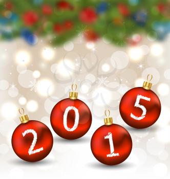 Illustration happy new year in hanging glass ball - vector