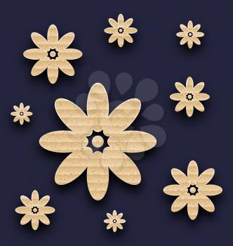 Illustration abstract paper flowers background, carton texture - vector