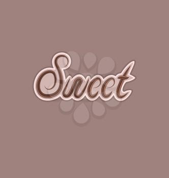 Illustration sweet text made of chocolate, design element - vector