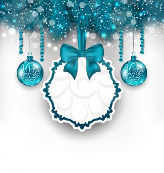 Illustration Christmas gift card with glass balls - vector