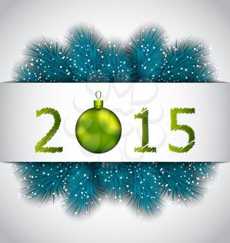 Illustration Happy New Year background with fir twigs - vector