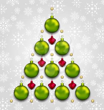 Illustration abstract tree made of Christmas taditional elements - vector