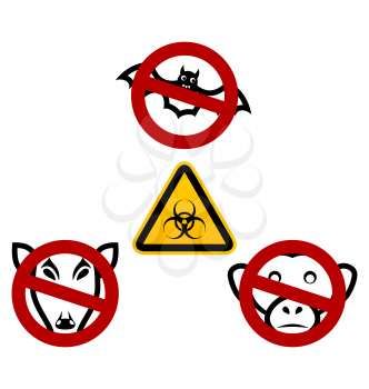 Illustration stop signs in order to avoid disease Ebola virus - vector
