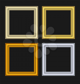 Illustration set picture frames isolated on black background - vector