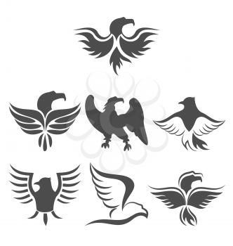 Illustration set icon of eagles symbol isolated on white background - vector
