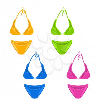 Illustration set colorful female swimsuit or underwear isolated on white background - vector
