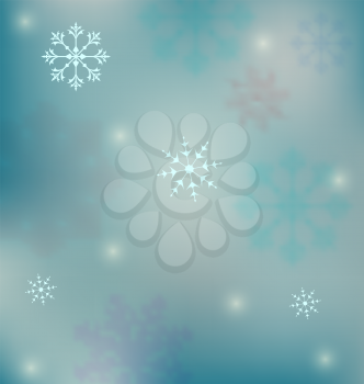 Illustration holiday winter background with snowflakes - vector