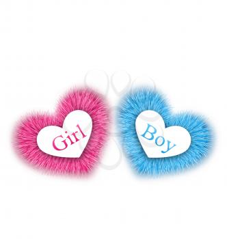 Illustration pink and blue baby shower, reveal the gender baby shower - vector 