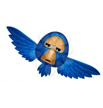 Angry beholder blue bird soars and observe looks down from heaven and maybe give you happiness - vector