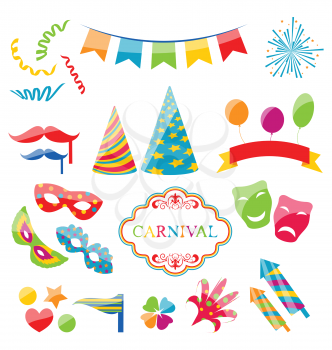 Illustration set colorful objects of carnival, party, birthday - vector