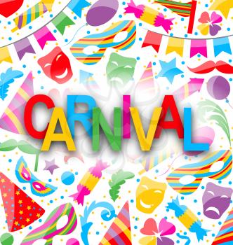 Illustration celebration background with party colorful icons and objects for Carnival - vector
