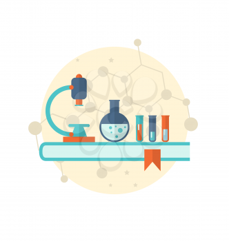 Illustration flat icon of objects chemical laboratory - vector