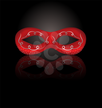Illustration theater red mask with reflection on black background - vector