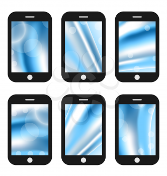 Illustrations abstract splash screens for mobile phones app with different wave backgrounds - vector