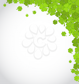 Illustration greeting background with shamrocks for St. Patrick's Day, copy space for your text - vector