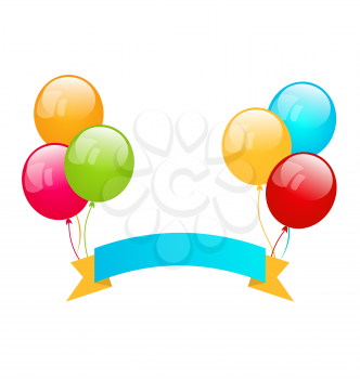 Illustration colorful balloons with ribbon for place your text - vector