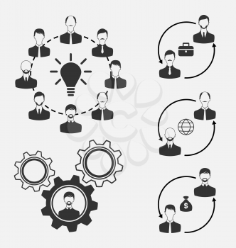 Illustration set of business people, concept of effective teamwork - vector