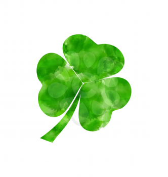 Illustration painted watercolor shamrock isolated on white background for Saint Patrick day - vector 