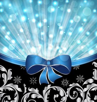 Illustration Christmas ornamental background, glowing design - vector