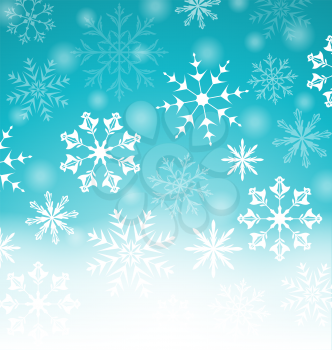 Illustration Xmas blue background with snowflakes and copy space for your text - vector